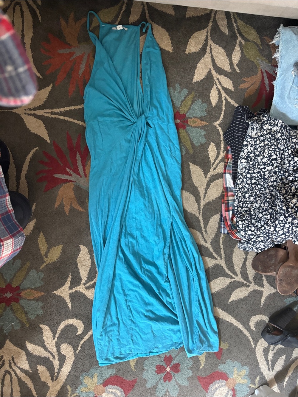 O'Neill Teal Blue Maxi Dress with Front Twist